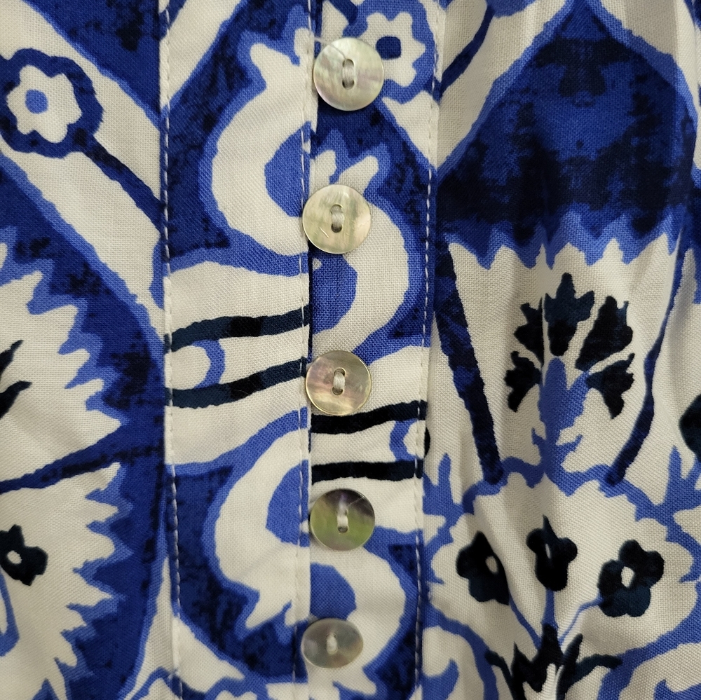 Haute Hippie Blue White Boho Maxi Skirt with Front Slit and Buttons Medium - Picture 5 of 7